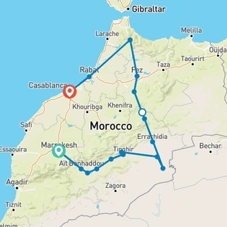 tourhub | Best Tours Morocco | Around Morocco Tour (Private Guided tour/ 4 Star Hotels) | Tour Map