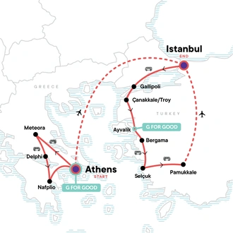 tourhub | G Adventures | The Best of Greece & Turkey | Tour Map