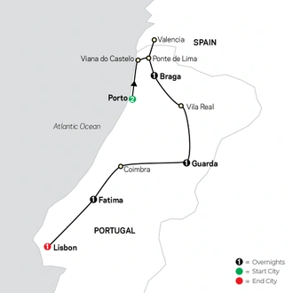 tourhub | Cosmos | Picture Perfect Portugal | Tour Map