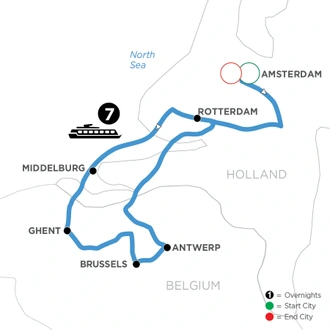 tourhub | Avalon Waterways | Active & Discovery in Holland & Belgium (Illumination) | Tour Map