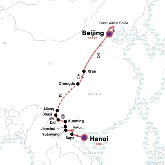 tourhub | G Adventures | China & Vietnam: Beijing to Sapa Adventure | Tour Map