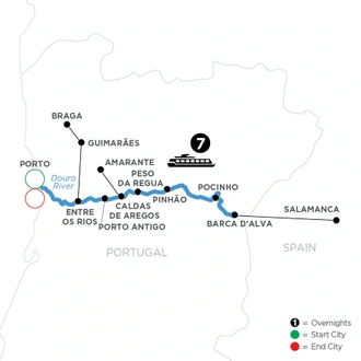 tourhub | Avalon Waterways | Vida Portugal:  Vineyards & Villages Along the Douro (Alegria) | Tour Map