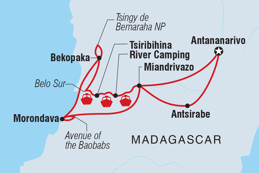 tourhub | Intrepid Travel | Madagascar Baobabs & Beyond | Tour Map