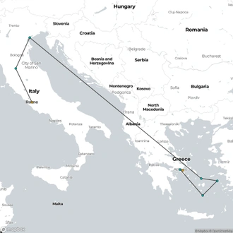 tourhub | ESKAPAS | Best of Italy and Greece with 3-day cruise | Tour Map