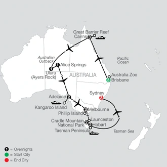 tourhub | Globus | Australian Safari | Tour Map