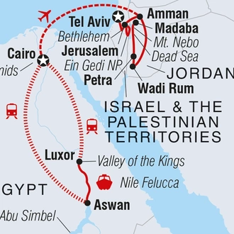 tourhub | Intrepid Travel | Epic Egypt, Jordan, Israel & the Palestinian Territories  | Tour Map