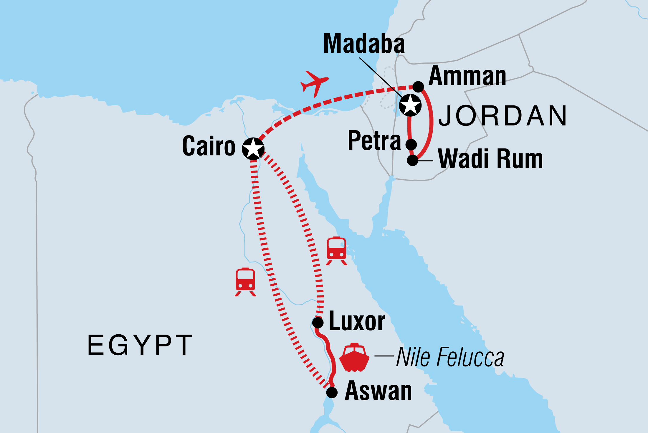 tourhub | Intrepid Travel | Discover Egypt & Jordan | Tour Map