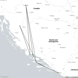 tourhub | Elite Travel | Island Hopping 2025: Croatia Countryside and Island Hopping 8 days - from Zagreb | Tour Map