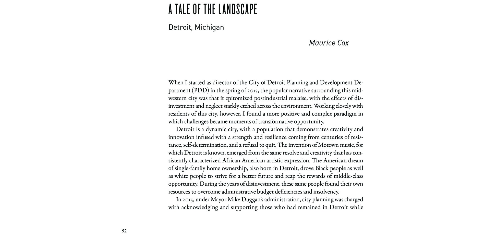 . Black Landscapes Matter, A Tale of the Landscape: Detroit, Michigan (pg. 83)