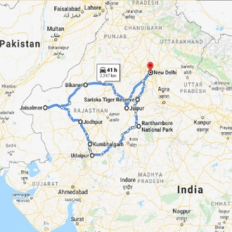 tourhub | Panda Experiences | Rajasthan Highlights | Tour Map