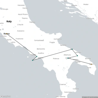 tourhub | Omega Tours | Magic of Italy: Rome, Sorrento, Capri & Puglia | Tour Map