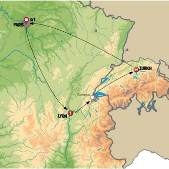 tourhub | Europamundo | France and Switzerland | Tour Map