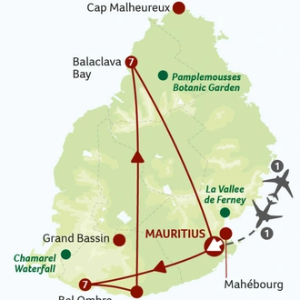 tourhub | Saga Holidays | Enchanting Mauritius - An Island Discovery | Tour Map