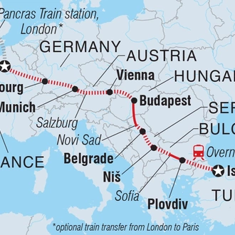 tourhub | Intrepid Travel | Express to the Orient: Paris to Istanbul | Tour Map