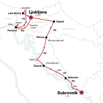 tourhub | G Adventures | Highlights of Slovenia & Croatia | Tour Map