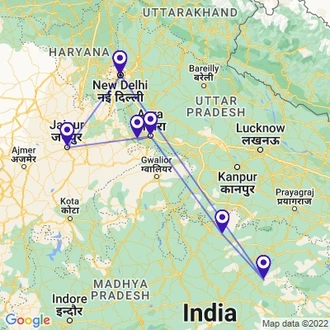 tourhub | Panda Experiences | 12 Days Taj Mahal with Tiger Safari | Tour Map