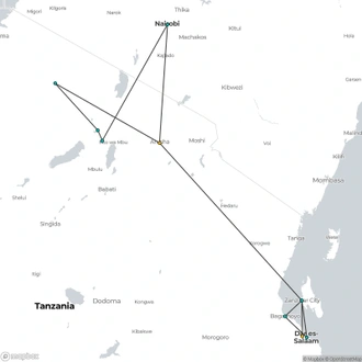 tourhub | Encounters Travel | Savannahs & Sands tour | Tour Map