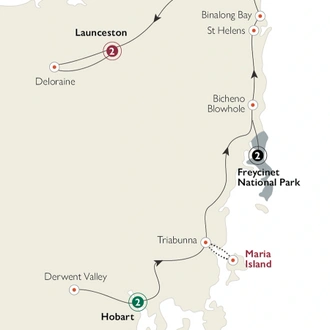 tourhub | AAT Kings | Tastes of Tasmania | Tour Map