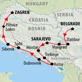 tourhub | On The Go Tours | Belgrade to Zagreb Superior - 10 days | Tour Map