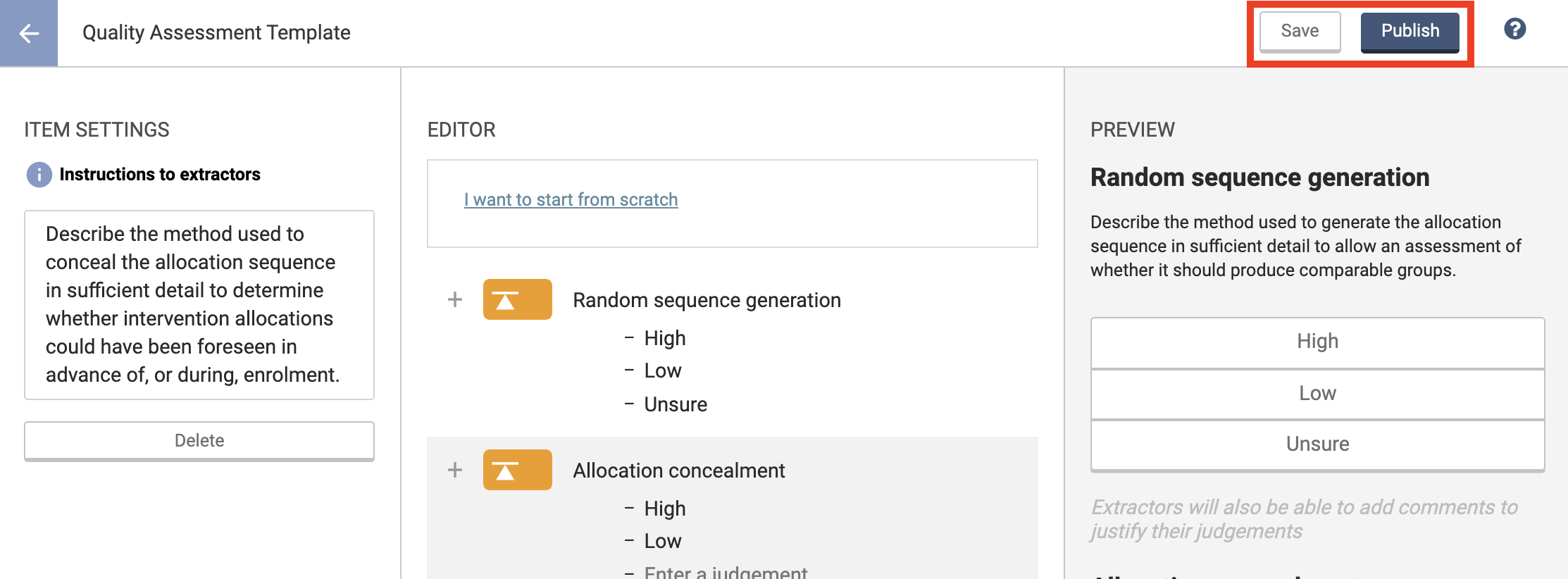 Create And Publish A Quality Assessment Template