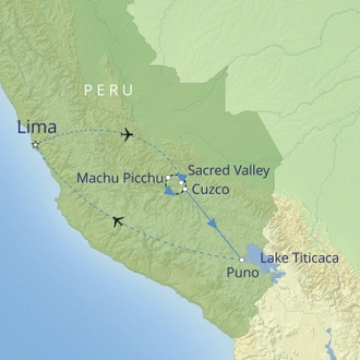 tourhub | Cox & Kings | Treasures of Peru: Solo Travellers Tour | Tour Map