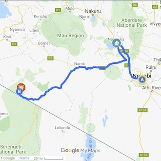 tourhub | Johnbow Tours and Travel | 4 Days Safari Masai Mara & Lake Nakuru National Park | Tour Map