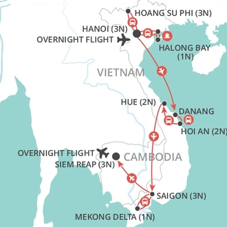 tourhub | Wendy Wu | Vietnam & Cambodia Discovery | Tour Map