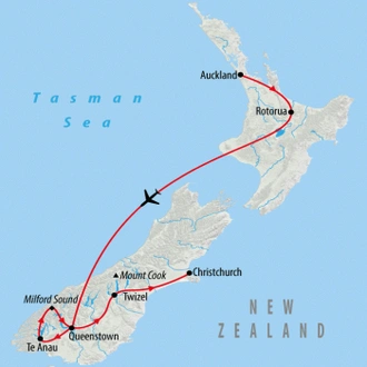 tourhub | On The Go Tours | New Zealand Express - 10 days | Tour Map