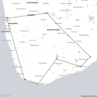 tourhub | Ran Lanka Tour Holidays (pvt) Ltd | Discover Sri Lanka Tour | Tour Map