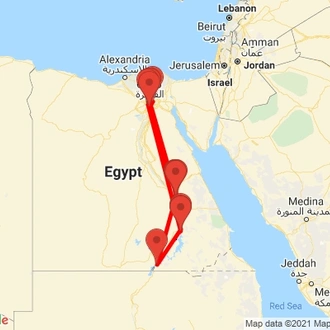tourhub | Egypt Best Vacations | 6 Day Egypt Tour: Cairo, Luxor And Aswan | Tour Map