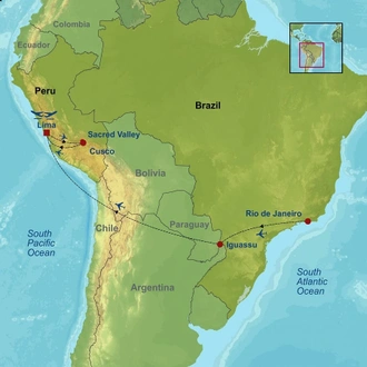 tourhub | Indus Travels | Essential Brazil And Peru | Tour Map
