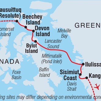 tourhub | Intrepid Travel | High Arctic Explorer - Canada to Greenland (Ocean Endeavour) | Tour Map