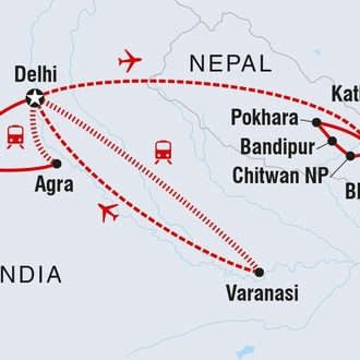 tourhub | Intrepid Travel | India & Nepal Adventure | Tour Map