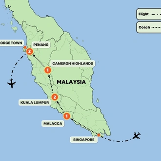 tourhub | Tweet World Travel | Malaysia Tour Kuala Lumpur And Penang Highlights | Tour Map