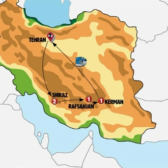 tourhub | Europamundo | Tehran, Shiraz and Kerman | Tour Map