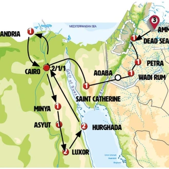 tourhub | Europamundo | All Jordan and Egypt by land | Tour Map