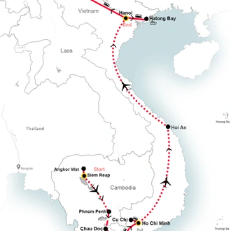 tourhub | Vietnam Amazing Tours | Best of Vietnam & Cambodia 18 days | Tour Map