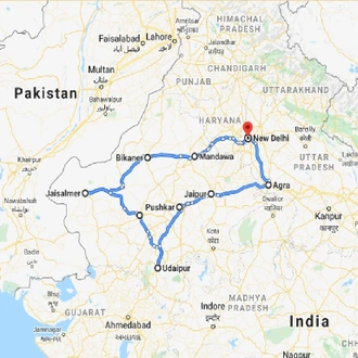 tourhub | Panda Experiences | Northern India with Taj Mahal | Tour Map
