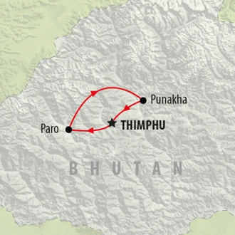 tourhub | On The Go Tours | Thimphu Festival - 8 days | Tour Map