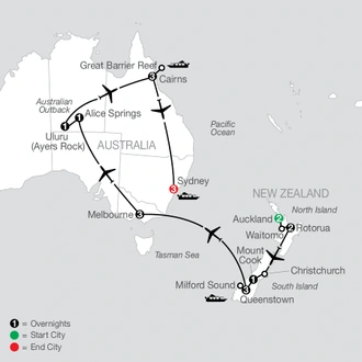 tourhub | Globus | Down Under Discovery | Tour Map