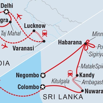 tourhub | Intrepid Travel | Premium India and Sri Lanka | Tour Map