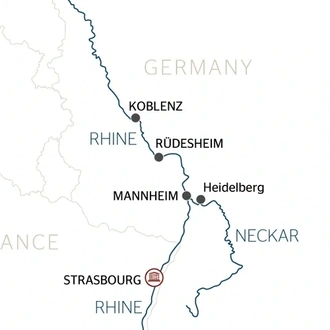 tourhub | CroisiEurope Cruises | The Romantic Rhine Valley and the Rock of Lorelei (port-to-port cruise) | Tour Map