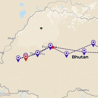 tourhub | World Tour Plan | Bhutan Spiritual & Wellness Tour | Tour Map