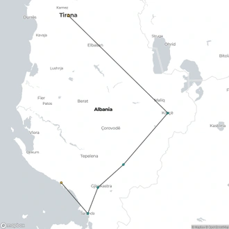 tourhub | Exodus Adventure Travels | E-bike Across Southern Albania | Tour Map