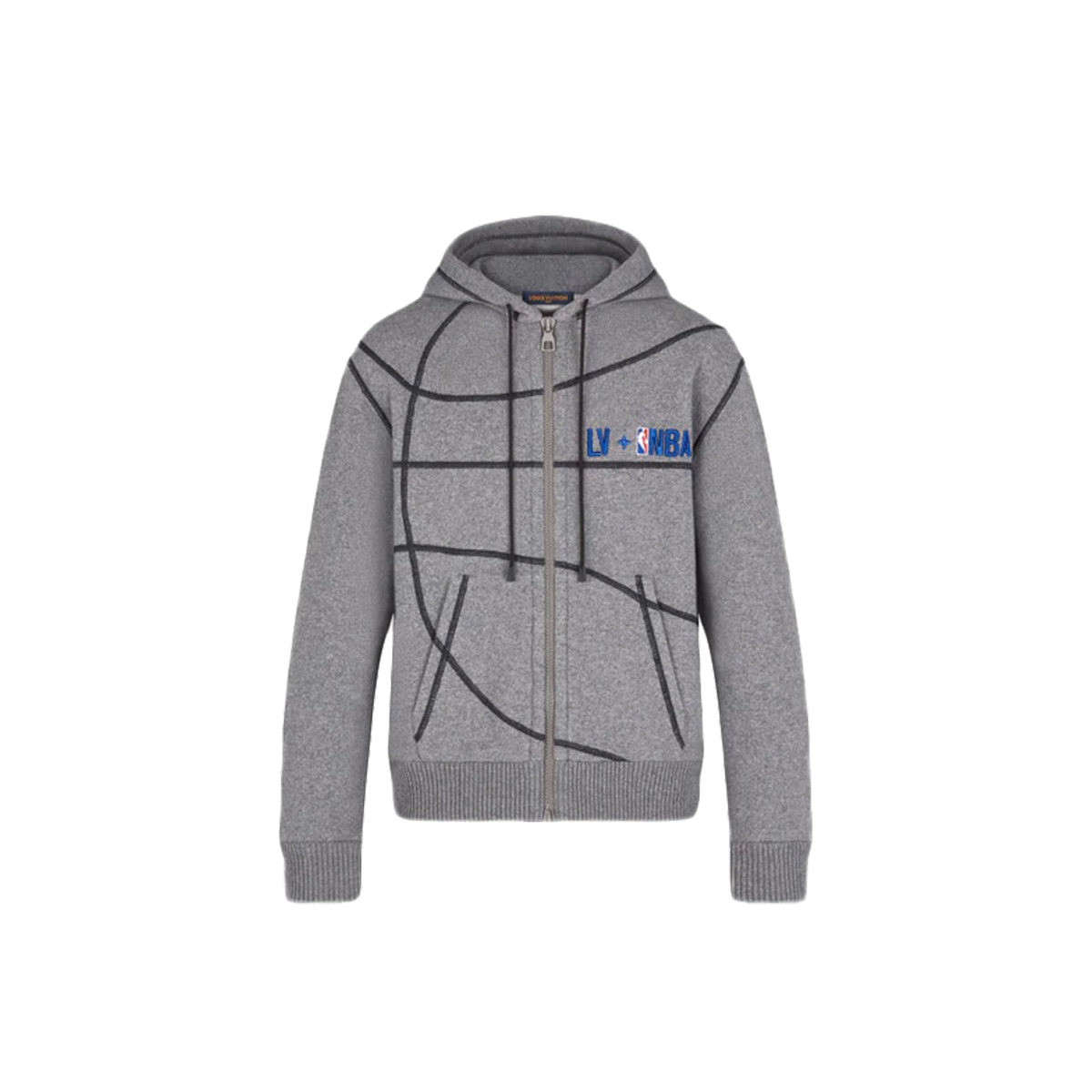 Louis Vuitton X NBA Cashmere Felpa Zip-Through Hoodie Grey for Men