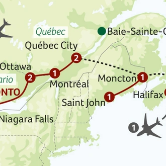 tourhub | Saga Holidays | Great Cities of Eastern Canada | Tour Map