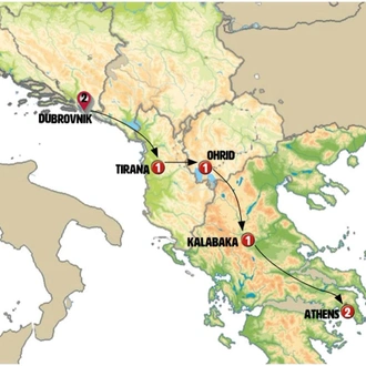 tourhub | Europamundo | Dubrovnik and Athens | Tour Map