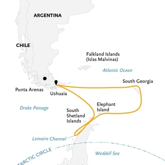 tourhub | Quark Expeditions | South Georgia and Antarctic Peninsula: Penguin Safari | Tour Map