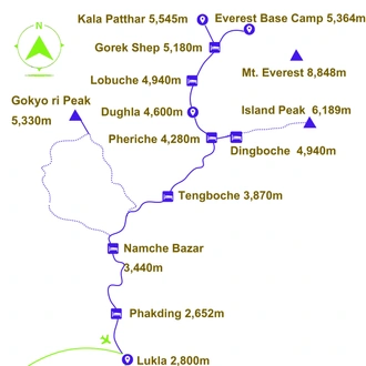 tourhub | Sherpa Expedition & Trekking | Everest Base Camp Trek 11 Days | Tour Map