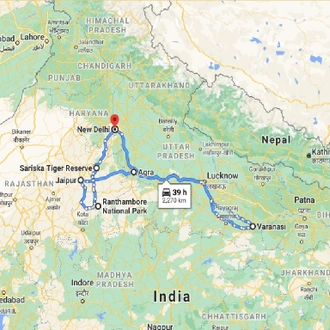tourhub | Holidays At | Highlights of India Tour | Tour Map